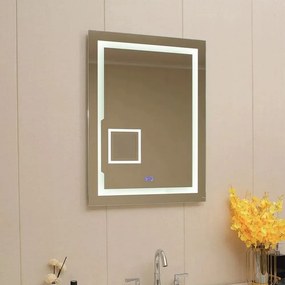 Oglinda cu iluminare si dezaburire Inter Ceramic dreptunghiulara 60x80 cm finisaj crom lucios