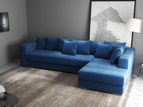 Colțar extensibil dumonde cu ladă de depozitare si sezut confortabil din spuma high-density, Gloria Zoom Blue 320x183 cm