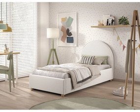 Pat alb tapițat cu spațiu de depozitare cu somieră 90x200 cm Moon – Vipack