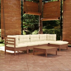 3096367 vidaXL Set mobilier grădină cu perne, 6 piese, maro miere, lemn de pin