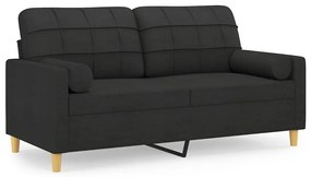 3200786 vidaXL Canapea cu 2 locuri cu pernuțe, negru, 140 cm, textil