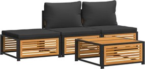 vidaXL Set canapele de grădină cu perne, 4 piese, lemn masiv de acacia