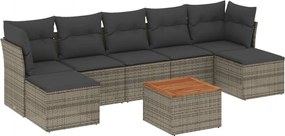 vidaXL Set canapele de grădină cu perne, 8 piese, gri, poliratan