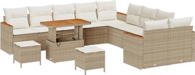 vidaXL Set de canapele pentru grădină 13 pcs Bej poliratan