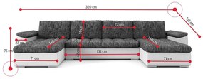 Supermobel Canapea extensibilă în formă de U KASIUS 320 160, 320x75x155, lawa 17/soft 11