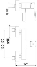 Sapho - Baterie de duș TURSI, crom lucios