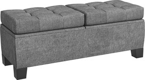 Banca Depozitare Otomana Capatul Patului Cadru Otel Balamale Siguranta Gri HOMCOM | Aosom Romania