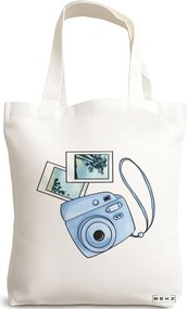 Sacosa de Panza pentru Cumparaturi, Geanta Tote Travel Girl 14, 38x34.5 cm, Alba, BEKZ®