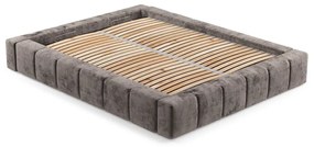 Pat matrimonial maro tapițat cu spațiu de depozitare cu somieră 180x200 cm Aruba L – Maison de Rêve