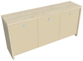 Dulap mic Verno 188 x 46 x 90 cm, uși de sticlă, salcâm / vanilie