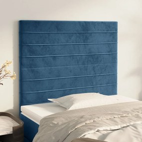 3116518 vidaXL Tăblii de pat, 2 buc, albastru închis, 100x5x78/88 cm, catifea