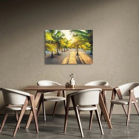 Tablou pe sticlă - Femeie între palmieri (70x50 cm)