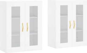 vidaXL Dulapuri montate pe perete, 2 buc, alb, lemn prelucrat