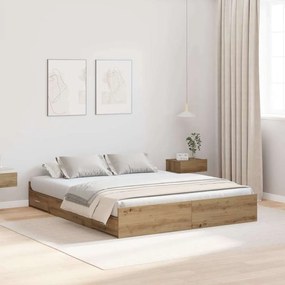 vidaXL Cadru de pat cu depozitare stejar artizanal 160 x 200 cm