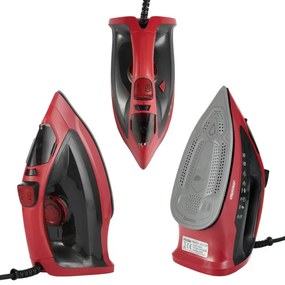 Fier de calcat Mesko MS 5031, 3000W, Placa ceramica, Oprire automata, Sistem anti-calcar, Rosu/Negru