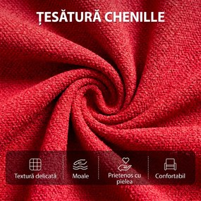 HOMCOM Fotoliu Masaj Reclinabil Manual 160° din Chenille cu Suport Picioare, Telecomandă, Buzunare, Roșu Vin | Aosom Romania