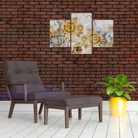 Tablou - Floarea-soarelui pe perete (90x60 cm)