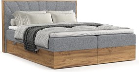 Pat boxspring gri/în culoare naturală cu spațiu de depozitare 140x200 cm Asahi – Maison de Rêve