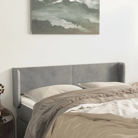 vidaXL Tăblie de pat cu aripioare gri deschis 147x16x78/88 cm catifea