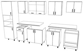 Set Bucatarie Karo haaus V27, Stejar Bronz/Alb, Blat Thermo 28 mm, L 300 cm