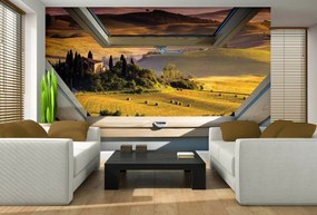 Fototapet - Privire spre peisaj la țară (254x184 cm)