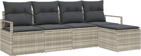 vidaXL Set de canapea cu pernă 5 pcs Gri deschis poliratan