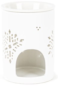 Aroma-lampă din porțelan Snow flower albă, 8,5 x 12 cm