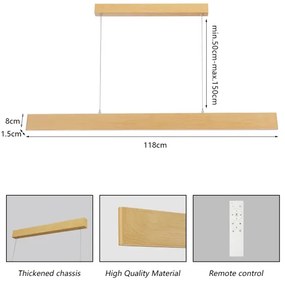Brilagi - Lustra LED cu dimmer pe cablu SLIMLINE LED/40W/230V 3000-6000K decor stejar + telecomandă