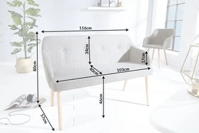 Bancheta tapitata cu brate si picioare din lemn Scandinavia, gri deschis A-37925 VC