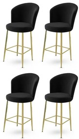Set de scaune de bar Alte Black and Gold, 4 bucăți, 4 buc