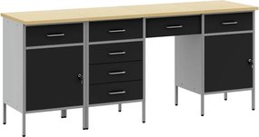 vidaXL Dulap de lucru cu sertar 4 pcs Negru 200 x 55 x 85 cm