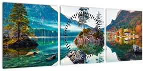 Tablou - Lacul Hintersee, Alpii Bavarezi, Austria (cu ceas) (90x30 cm)