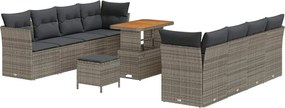 vidaXL Set de canapele pentru grădină 11 pcs Gri poliratan