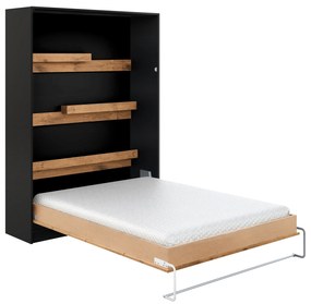 Pat rabatabil vertical Loft Basic 140x200 - negru / stejar lancelot