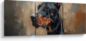 Tablou - Portretul lui Dobrman (cu ceas) (90x30 cm)