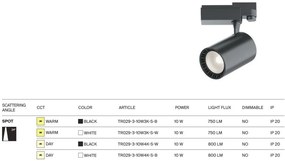 Spot LED, accesoriu pentru sinele trifazate Trinity, Vuoro alb 4000K