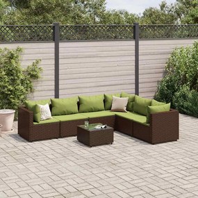 vidaXL Set mobilier de grădină cu perne, 7 piese, maro, poliratan