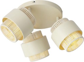 Spot modern de plafon bej cu auriu cu 3 lumini rotative și înclinabile - Kora
