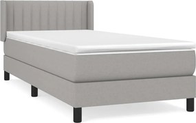 vidaXL Pat box spring cu saltea, gri deschis, 100x200 cm, textil
