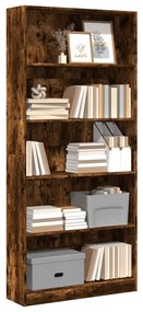 vidaXL Bibliotecă, stejar fumuriu, 80x24x176 cm, lemn prelucrat