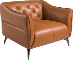 Fotoliu din piele naturala capitonata Cowhide leather brown