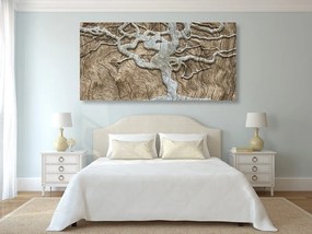 Tablou copacul abstract pe lemn în design bej