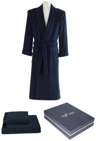 Halat pentru bărbați LORD + prosop + prosop de corp + cutie cadou XL Albastru închis / Navy