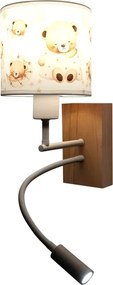 Brilagi - Lampă LED flexibilă BOBO WOOD 1xE27/25W/230V + LED/3W stejar/alb/ursuleți