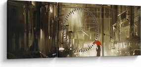 Tablou - Femeie într-o noapte ploioasă (cu ceas) (90x30 cm)
