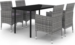 vidaXL Set mobilier de grădină cu perne 5 piese poliratan & sticlă