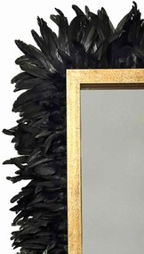 Oglinda decorativa de perete, dreptunghiulara cu pene negre ELLA, 170 X 70 cm