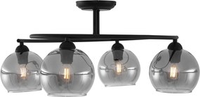 Plafonieră modernă neagră cu sticlă fumuriu 4 lumini - Alanis