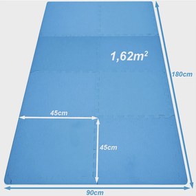 Covor protectie pardoseala Puzzle 8 bucati Albastru 180 x 90 cm