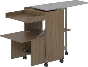 HOMCOM Dulap Masă de Călcat Pliabil cu Suport pentru Fier și Haine cu Compartiment Deschis, 154x55x87 cm, Maro | Aosom Romania